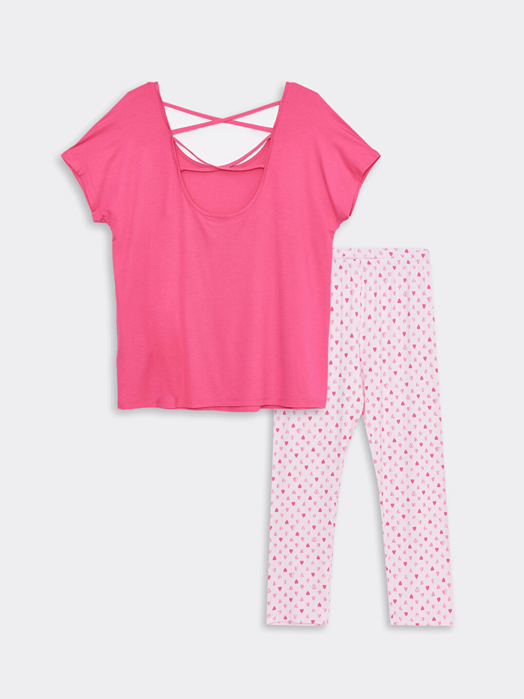 U Neck Patterned Short Sleeve Women's Pajamas Set -S30437Z8-LSZ