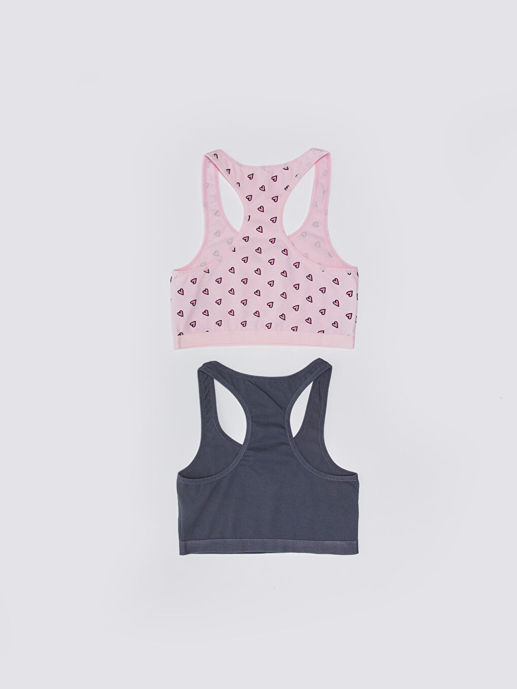 Gri Baskılı Pamuklu Kız Çocuk Büstiyer 2'li-1