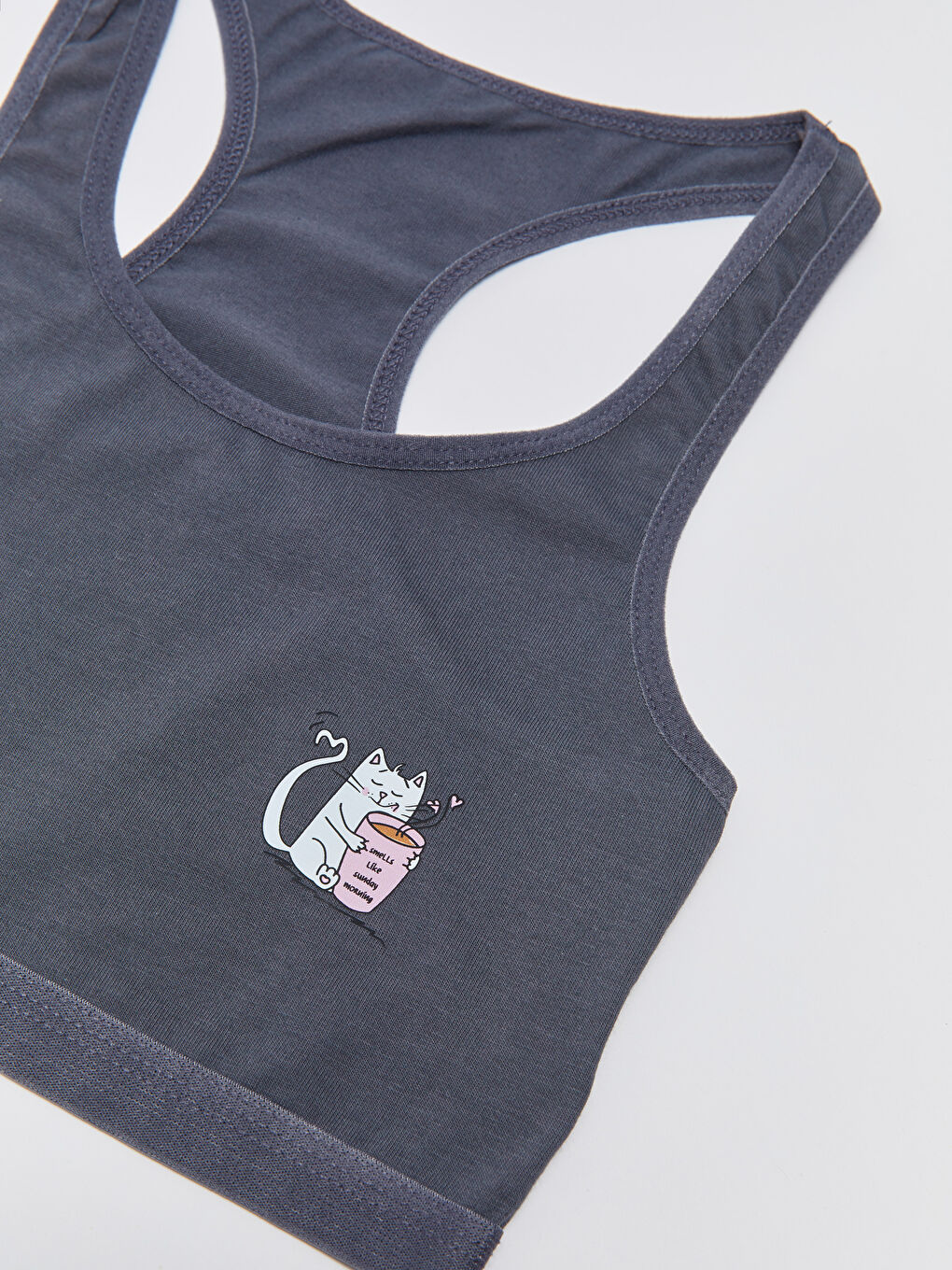 Gri Baskılı Pamuklu Kız Çocuk Büstiyer 2'li-2