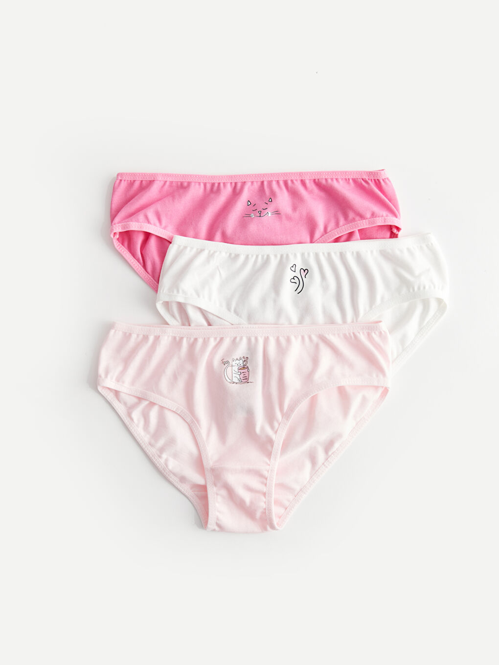 Pembe Baskılı Pamuklu Kız Çocuk Külot 3'lü