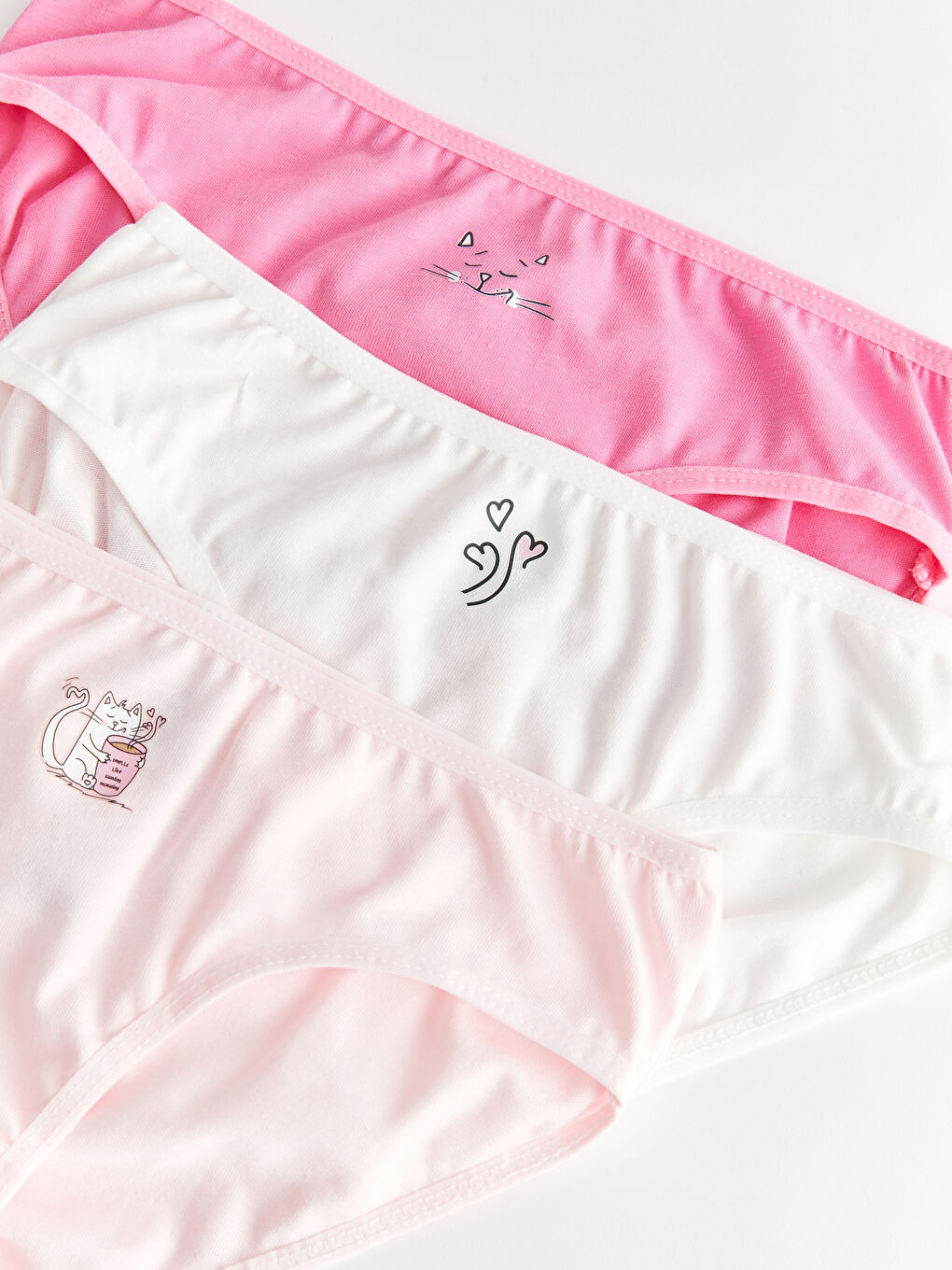 Pembe Baskılı Pamuklu Kız Çocuk Külot 3'lü-1