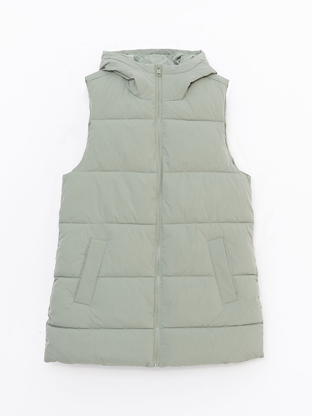 Vestă matlasată simplă cu glugă pentru femei-5