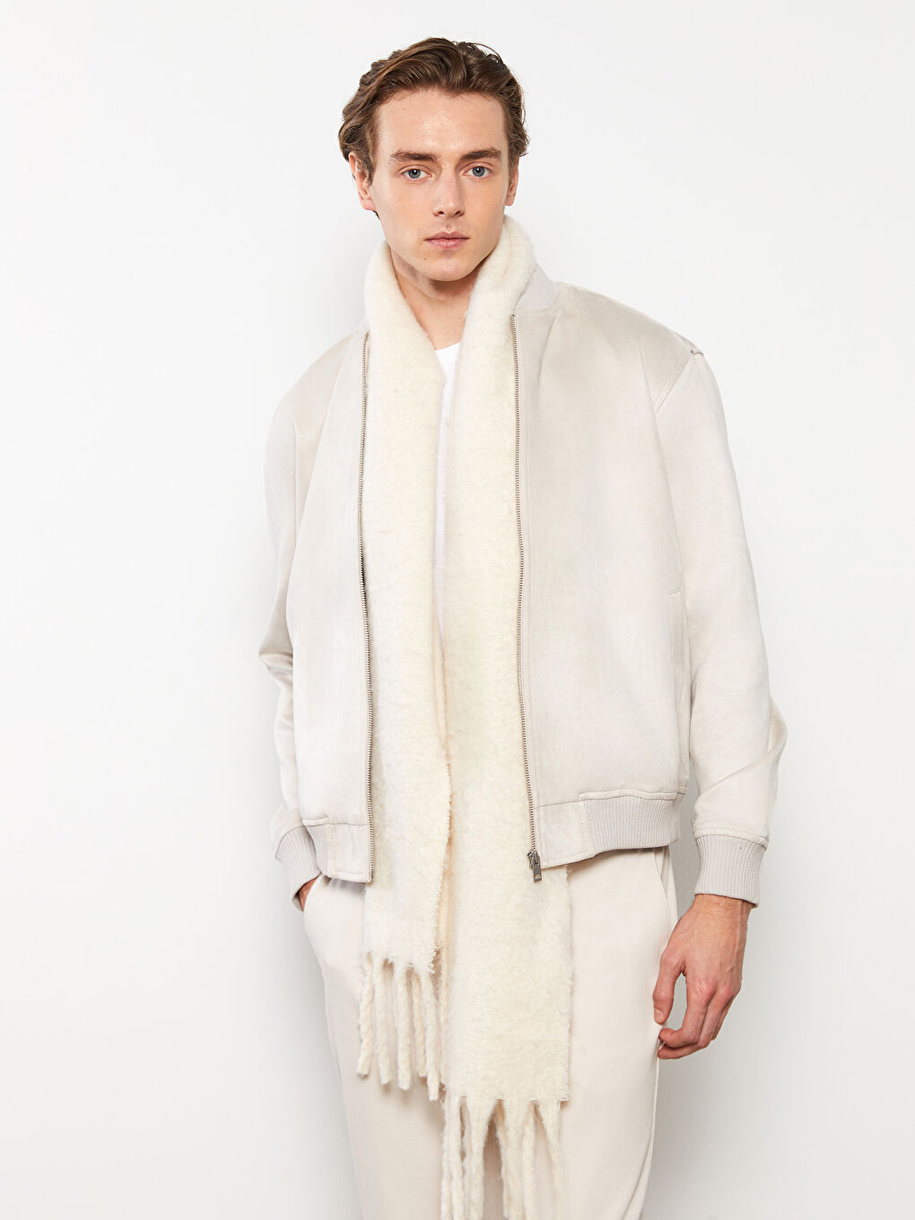 Standart Kalıp Kolej Yaka Erkek Bomber Ceket