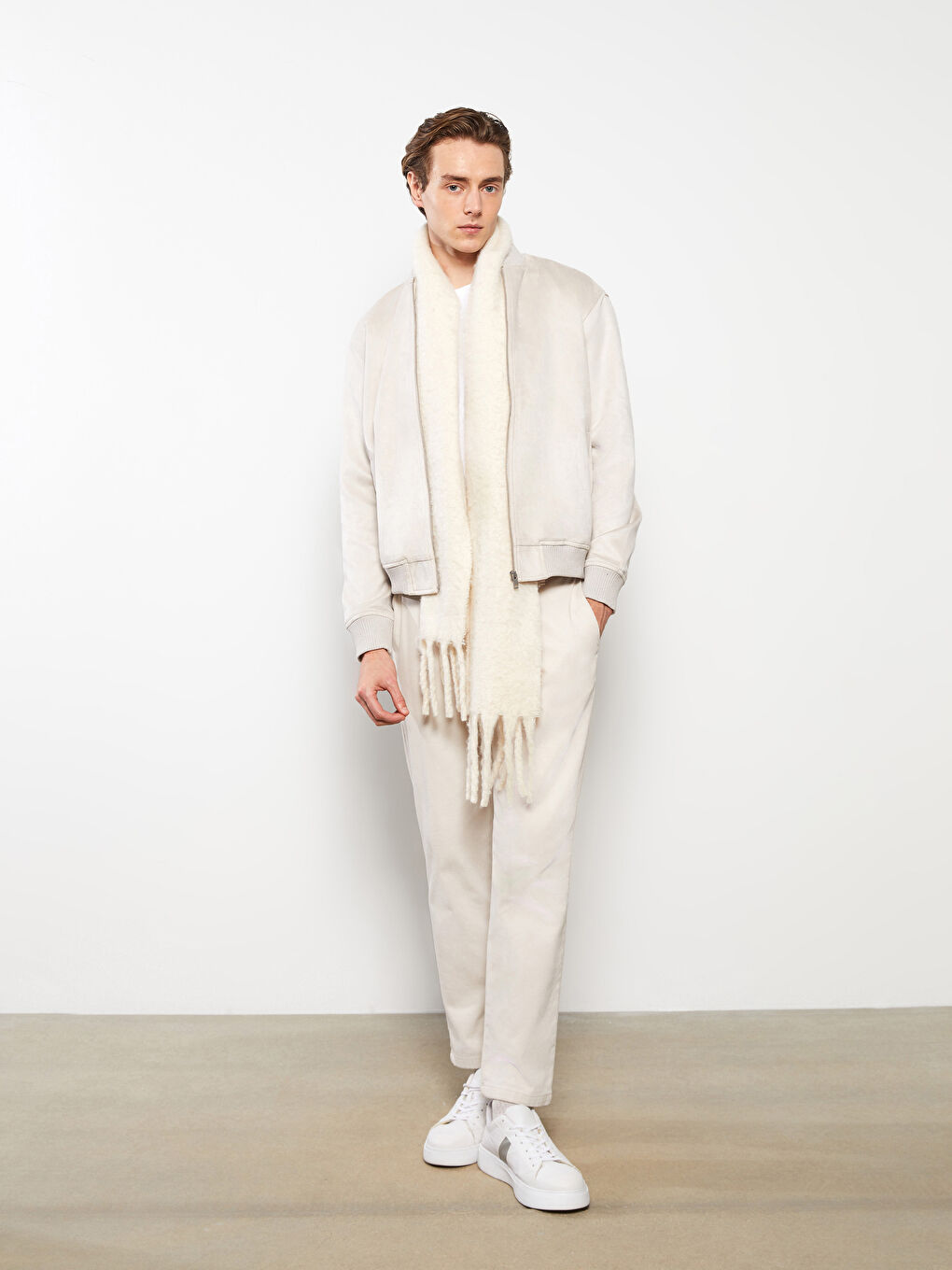 Standart Kalıp Kolej Yaka Erkek Bomber Ceket-1