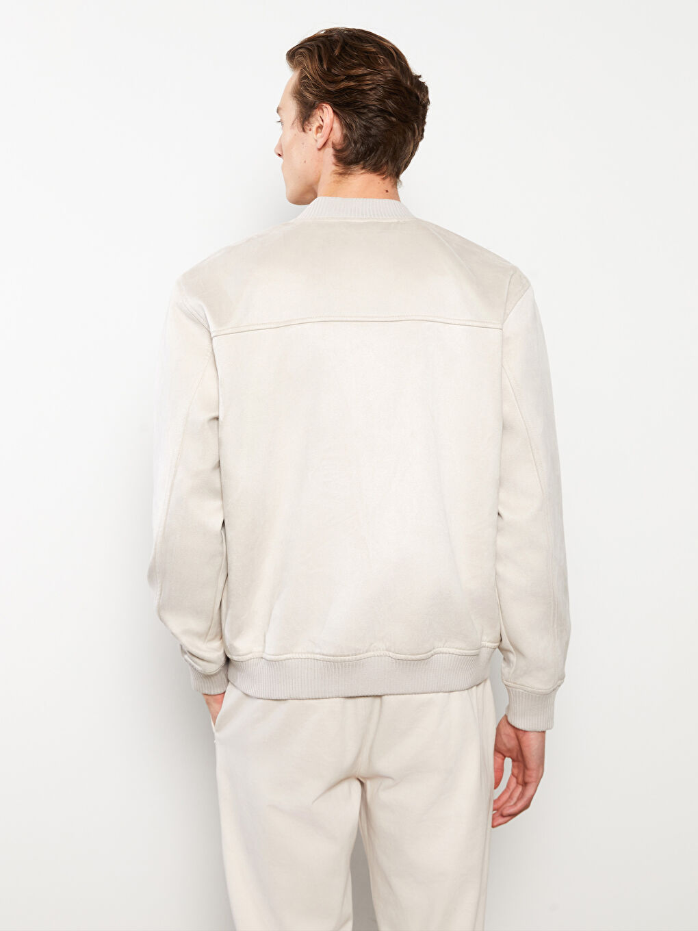 Standart Kalıp Kolej Yaka Erkek Bomber Ceket-4