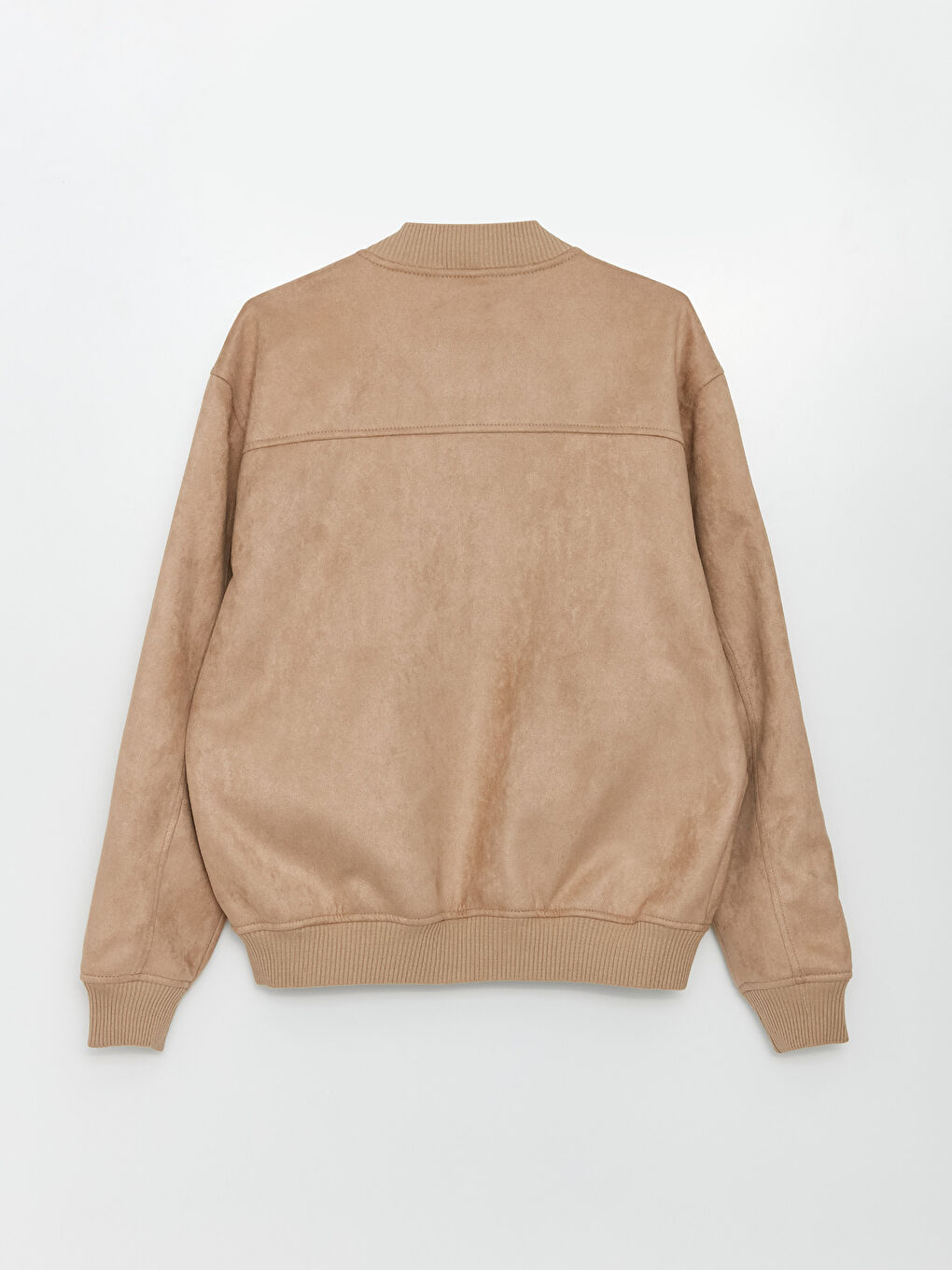 Bej Standart Kalıp Kolej Yaka Erkek Bomber Ceket-6