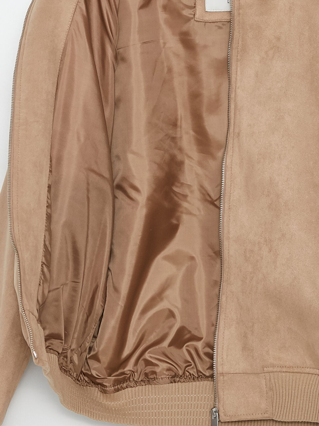 Bej Standart Kalıp Kolej Yaka Erkek Bomber Ceket-7