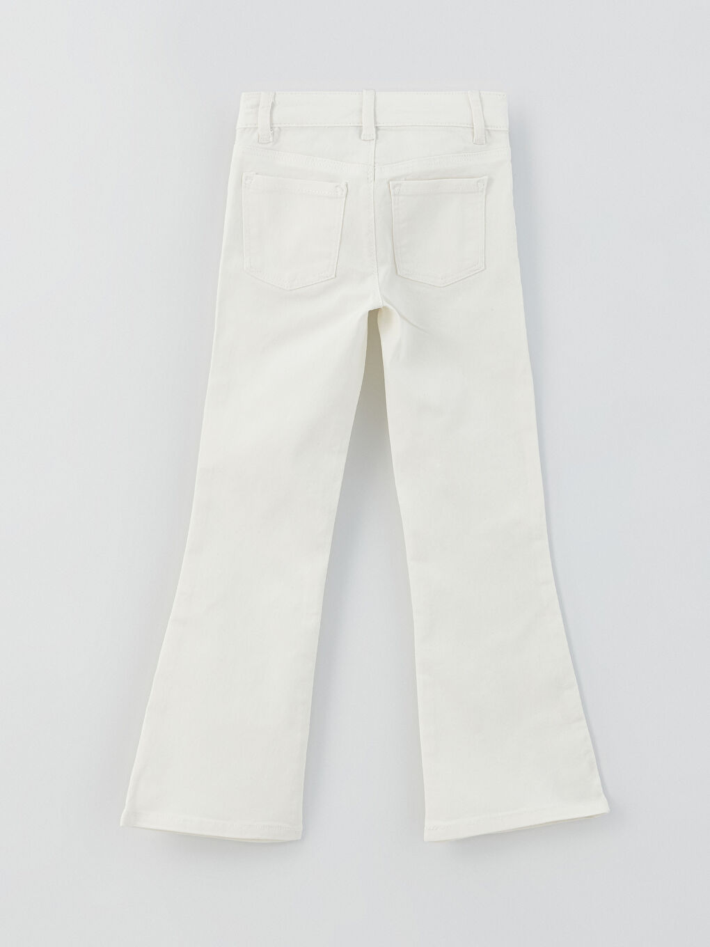 Beyaz Basic İspanyol Paça Kız Çocuk Jean Pantolon-2