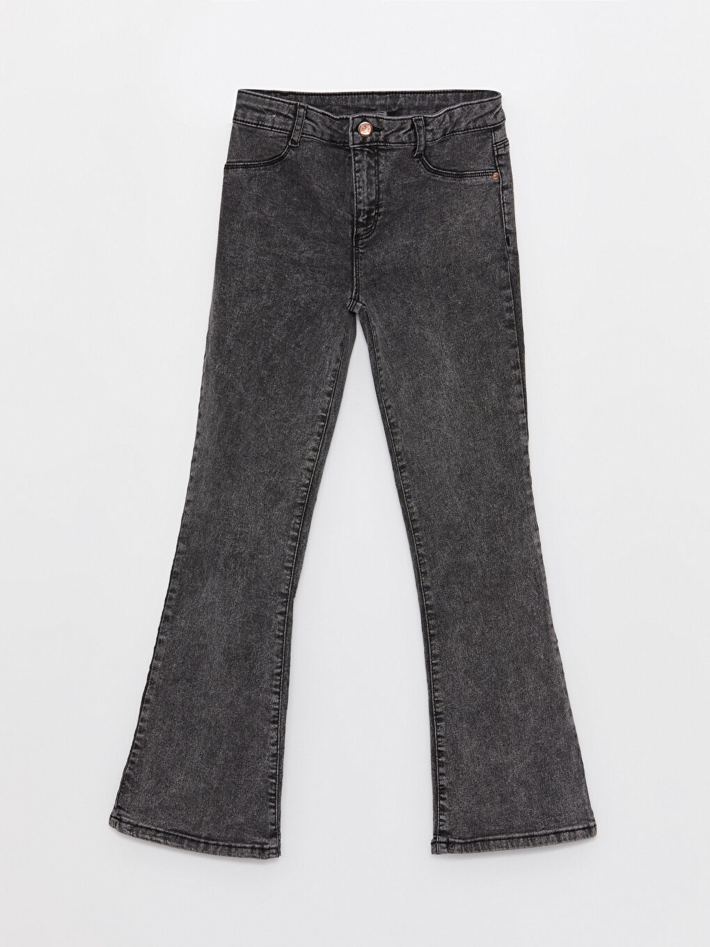 Siyah Basic İspanyol Paça Kız Çocuk Jean Pantolon