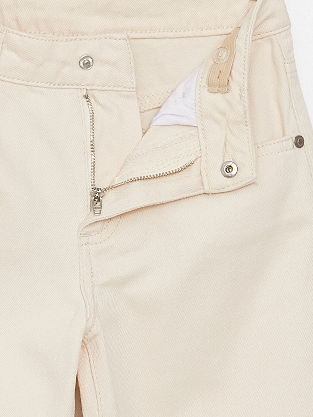 Ekru Basic Geniş Paça Gabardin Kız Çocuk Pantolon-2