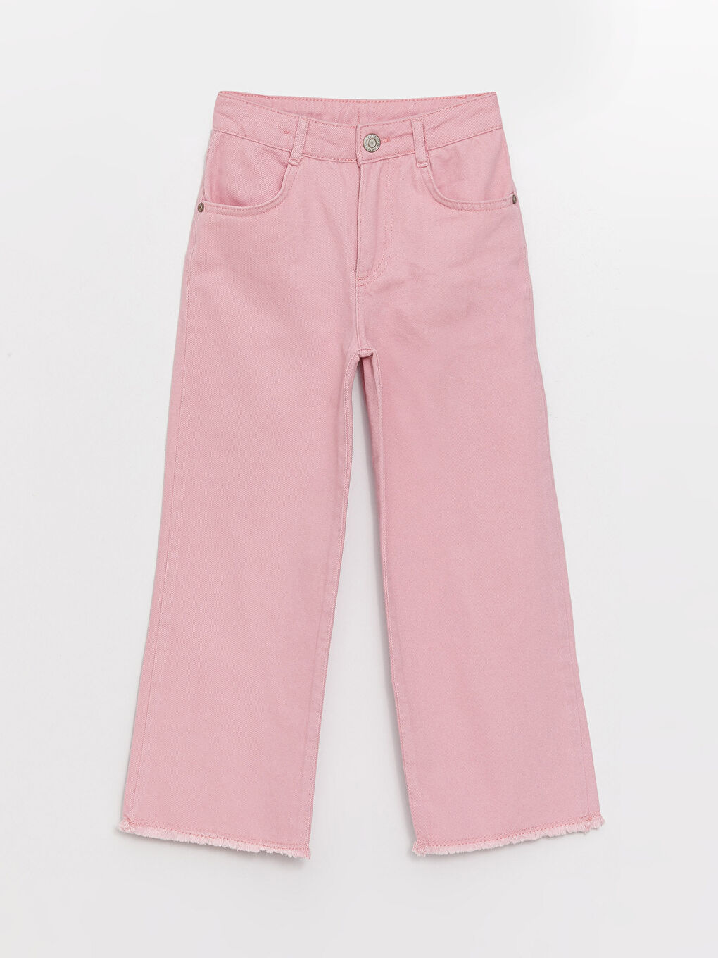 Pembe Basic Geniş Paça Gabardin Kız Çocuk Pantolon-2
