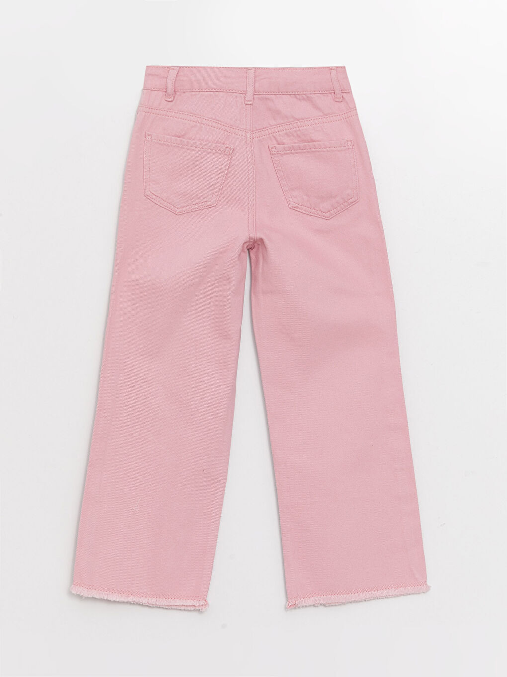 Pembe Basic Geniş Paça Gabardin Kız Çocuk Pantolon-3