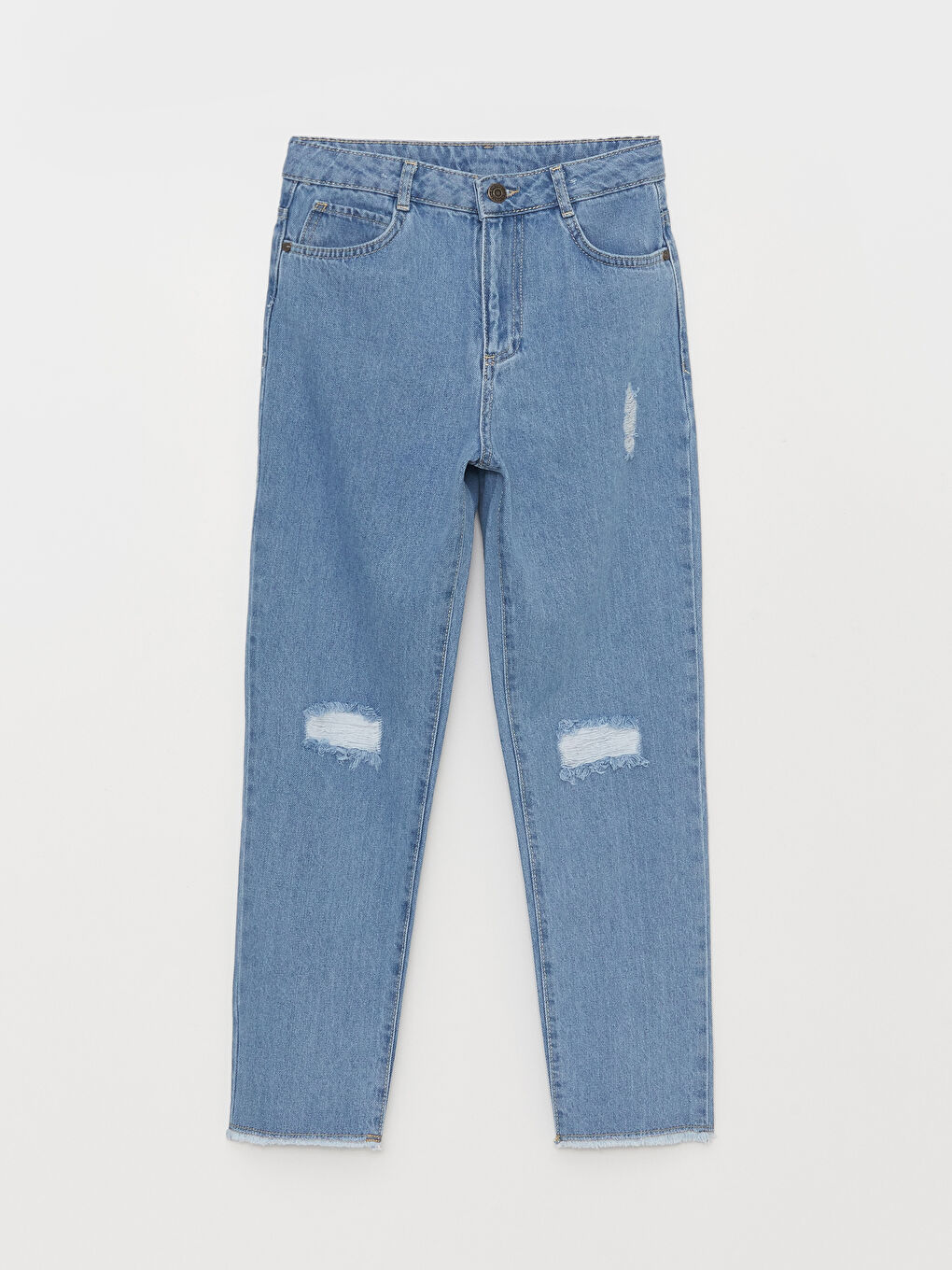 İndigo Yırtık Detaylı Kız Çocuk Jean Pantolon