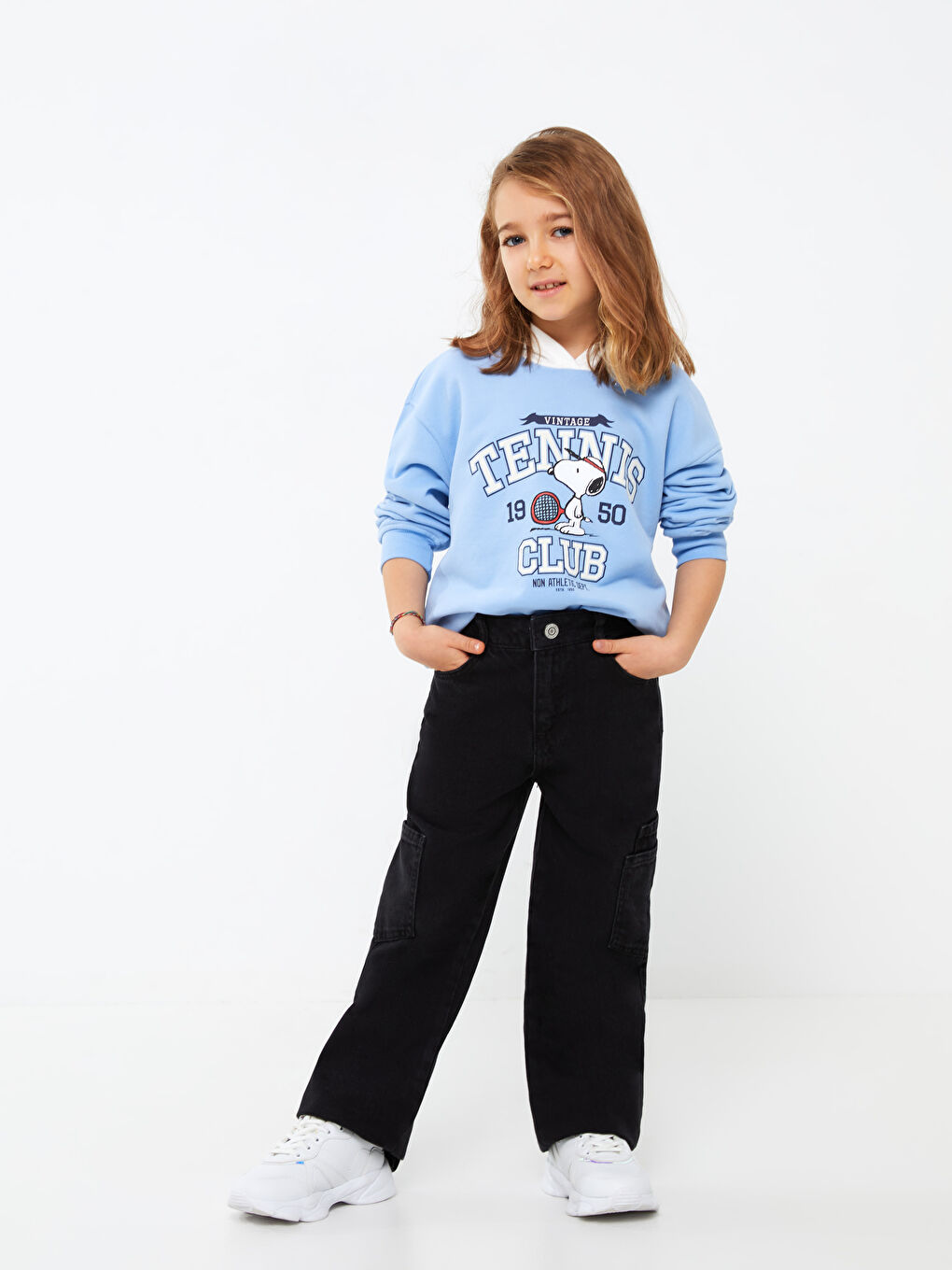 Blugi Evazați Simpli Fete Din Denim-1