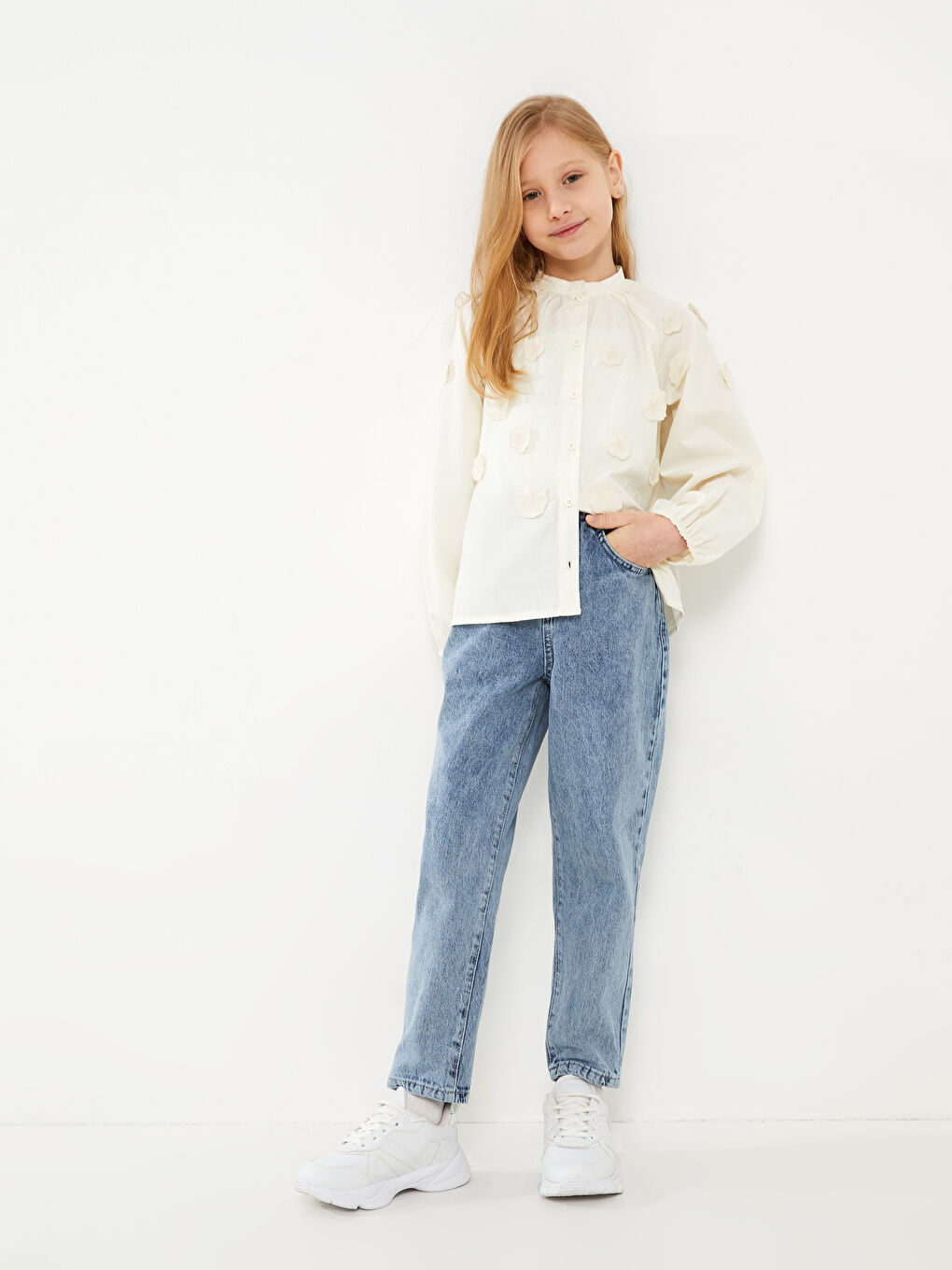 Elasticated Waist Basic Girls' Jeans -S30566Z4-V2T