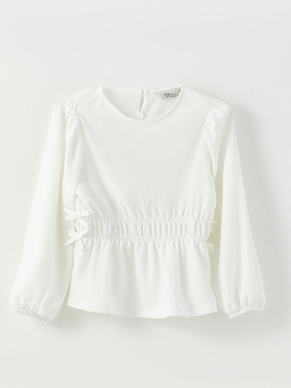 Crew Neck Long Sleeve Girls' Blouse
