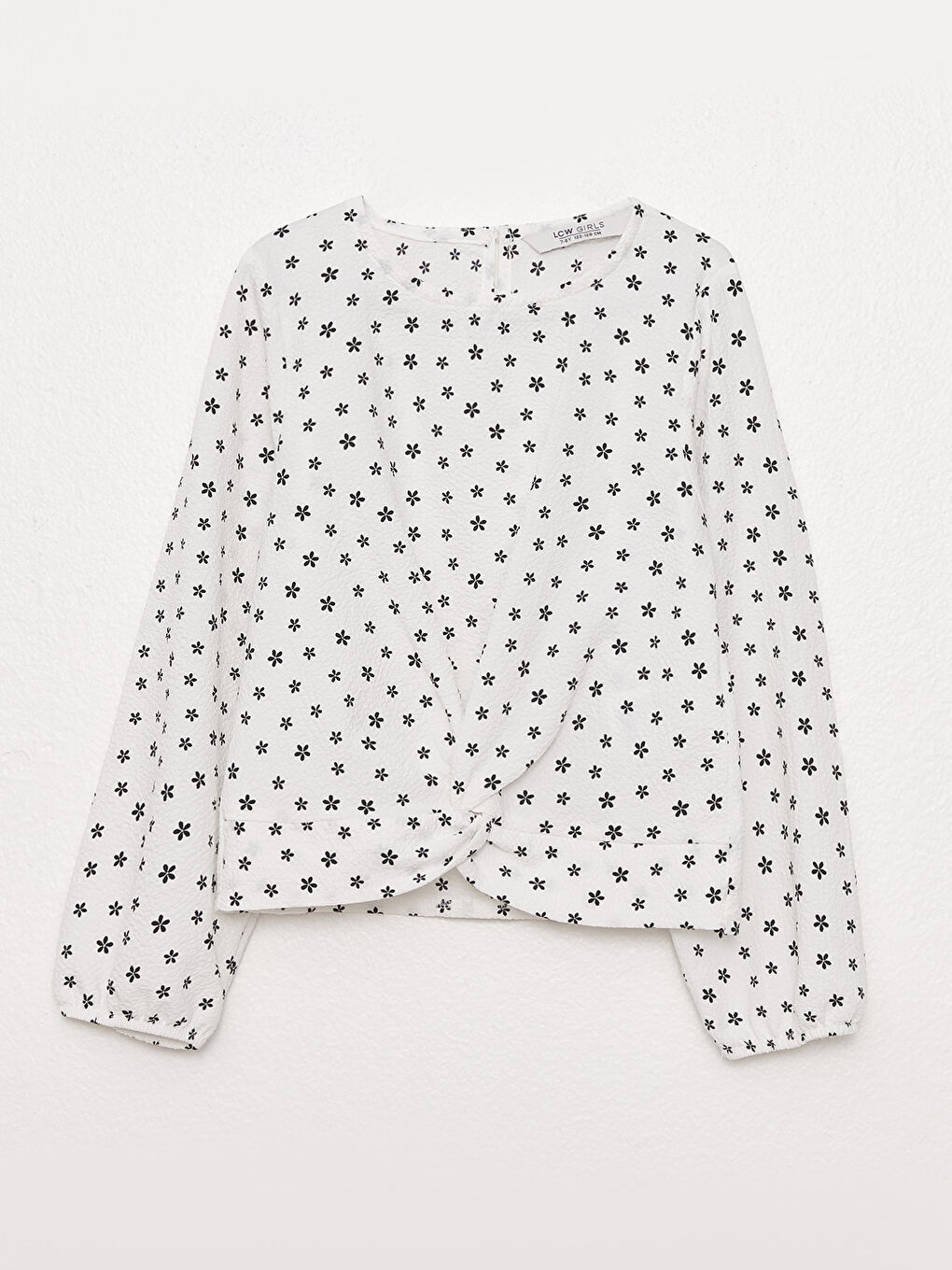 Crew Neck Printed Long Sleeve Girls' Blouse