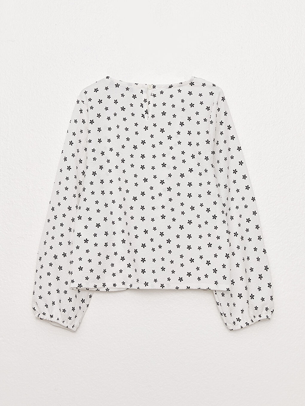 Crew Neck Printed Long Sleeve Girls' Blouse-1