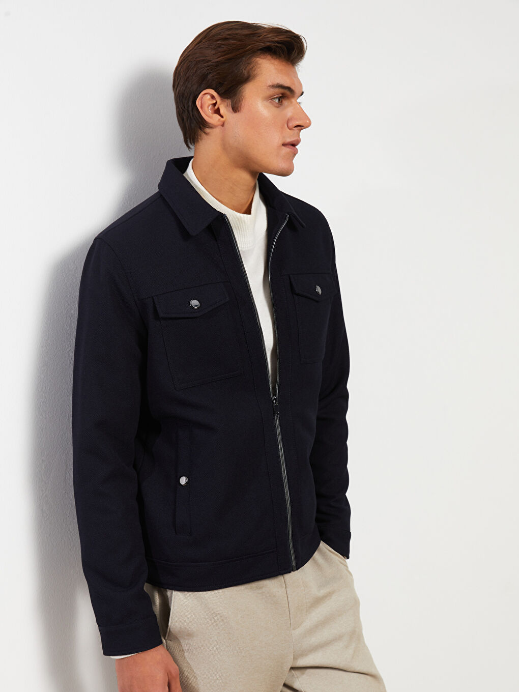 LCW Vision Slim Fit Collared Neck Men's Coat -S30601Z8-RFG