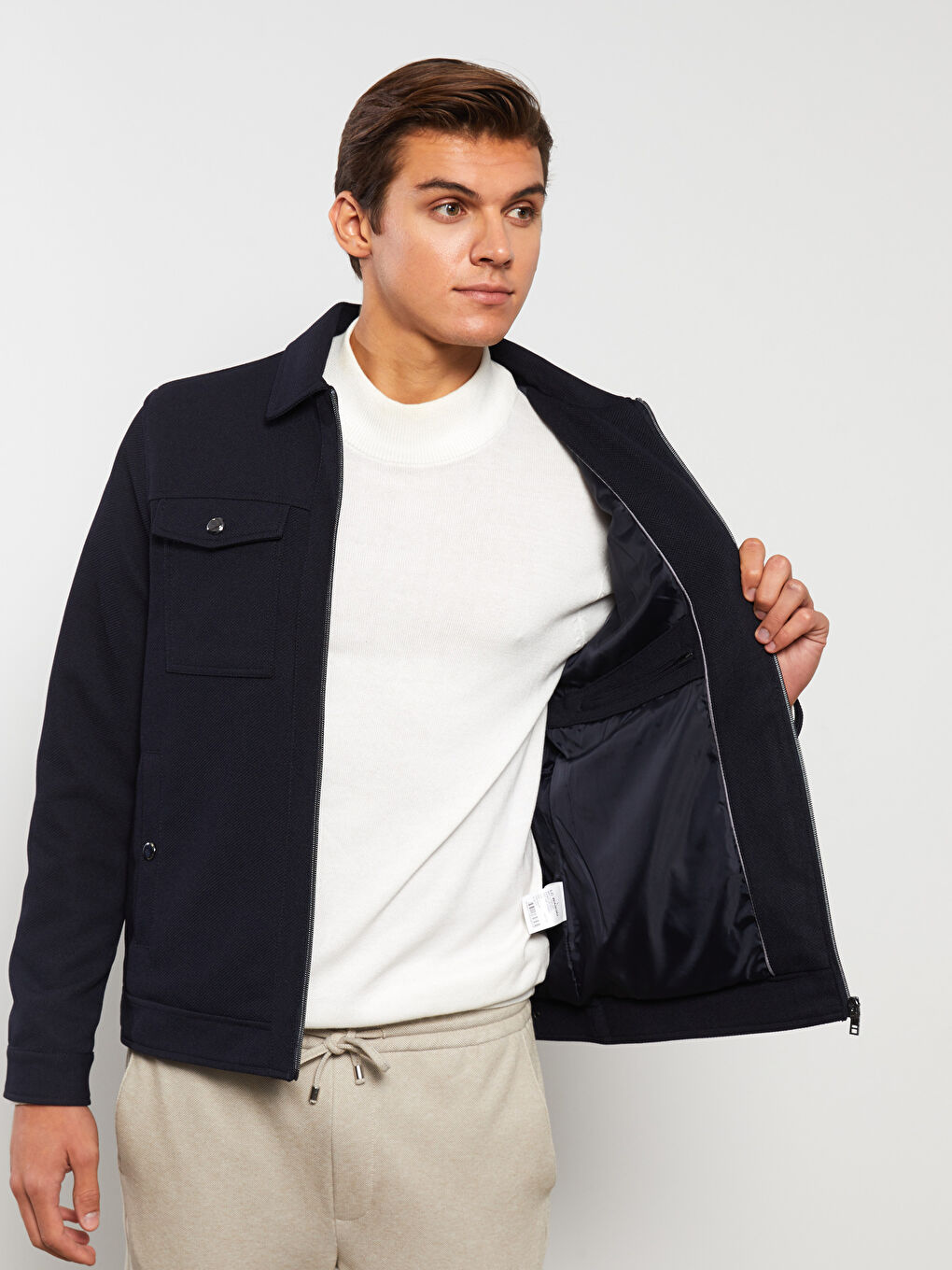 LCW Vision Slim Fit Collared Neck Men's Coat -S30601Z8-RFG