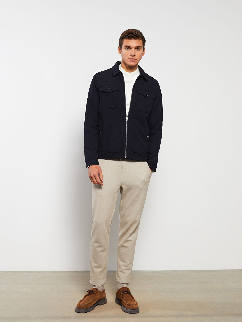 LCW Vision Slim Fit Collared Neck Men's Coat -S30601Z8-RFG