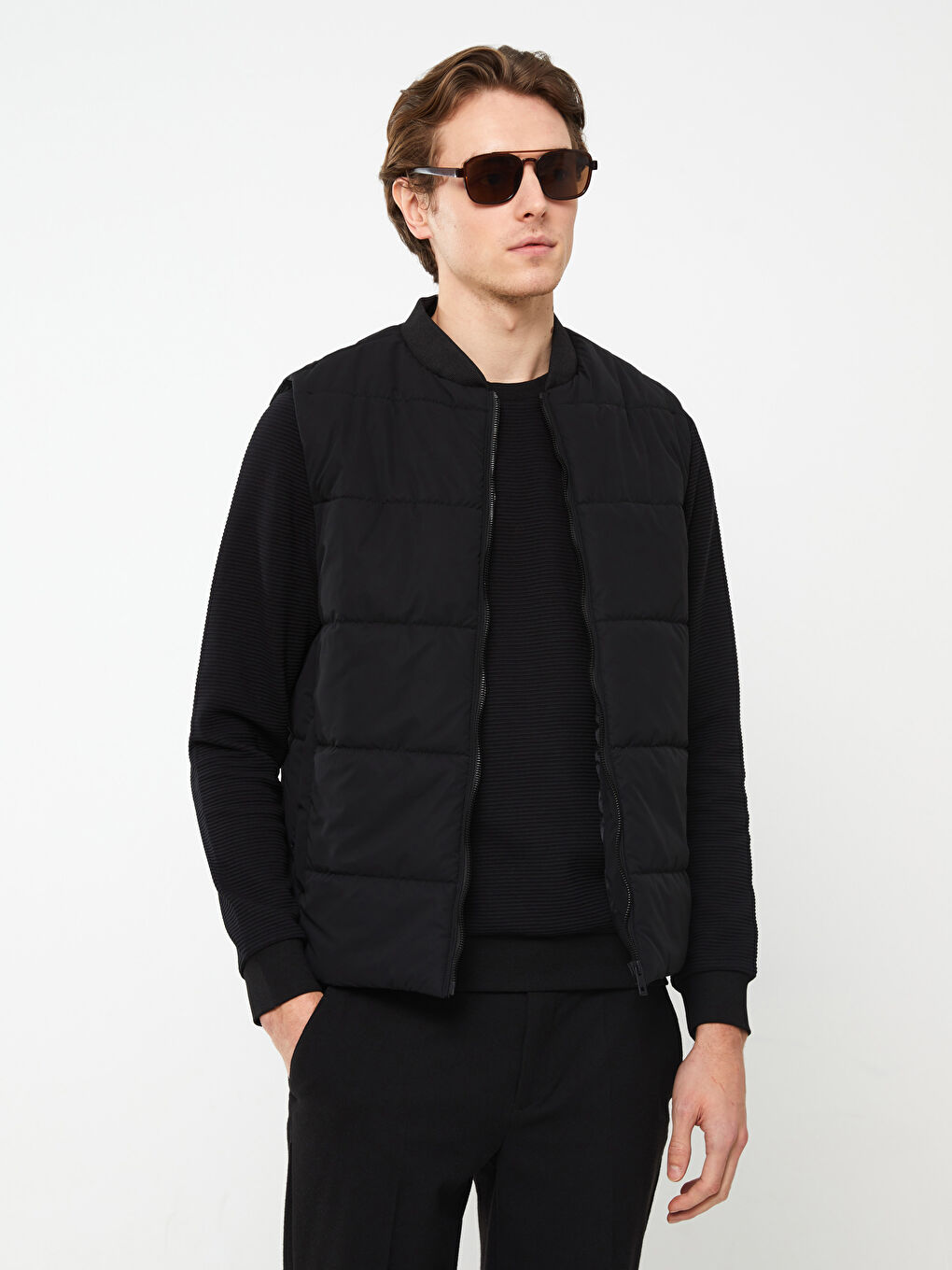 Vestă pentru Bărbați cu Guler Colegiu, Croială Standard