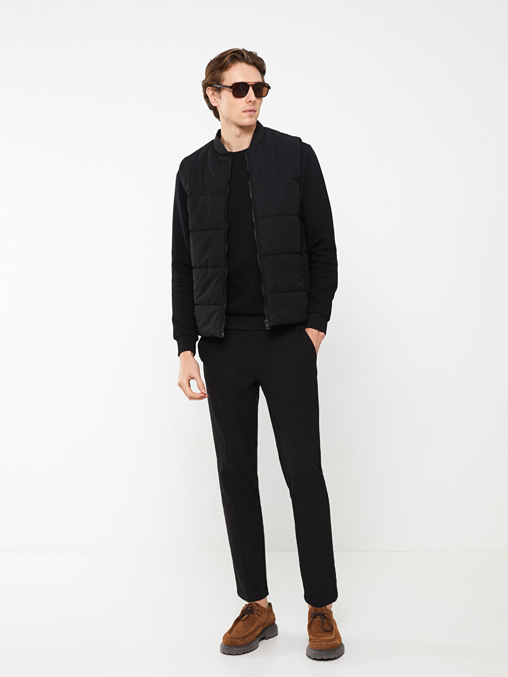 Vestă pentru Bărbați cu Guler Colegiu, Croială Standard-1