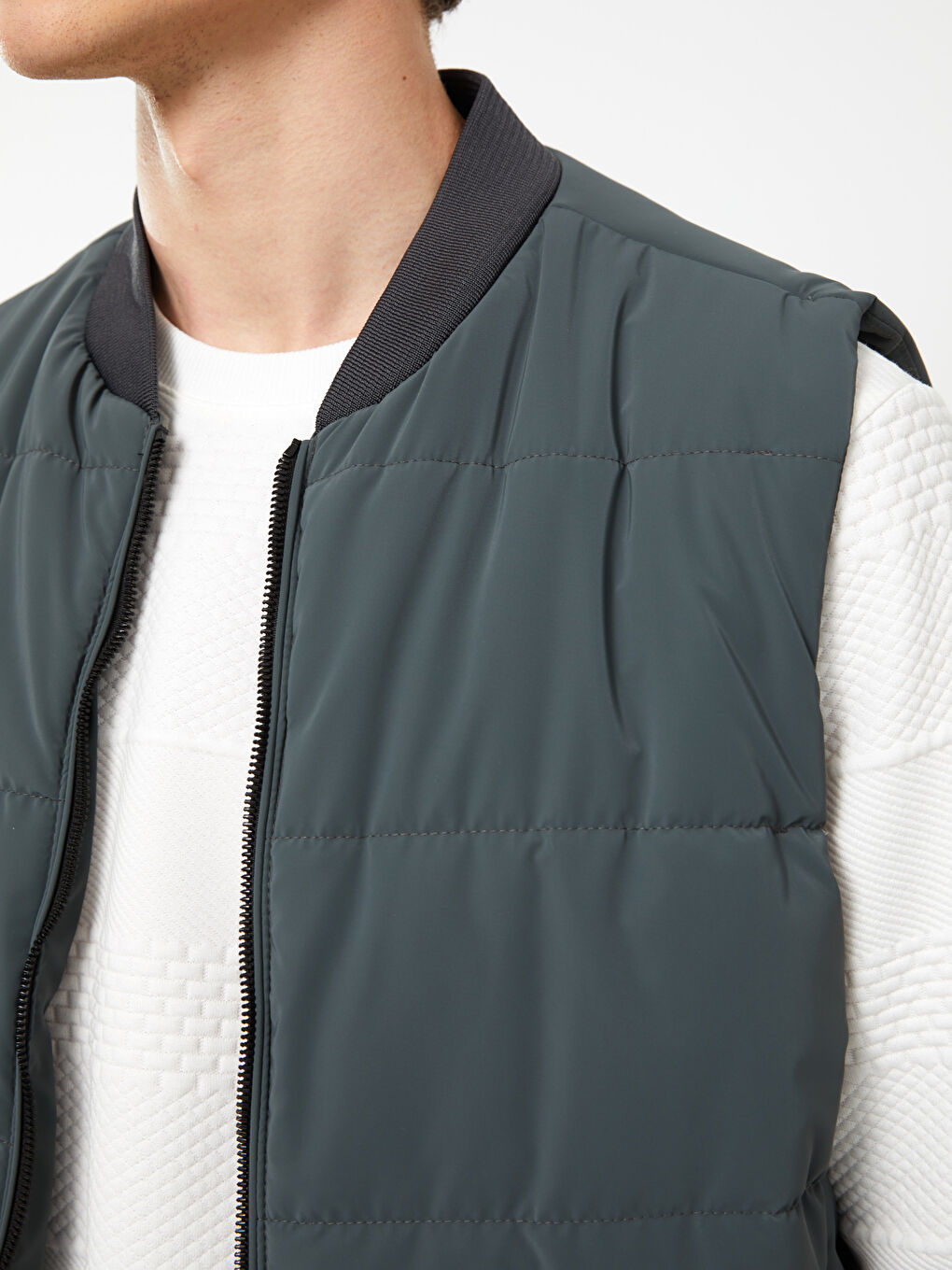 Yeşil Standart Kalıp Kolej Yaka Erkek Yelek-2