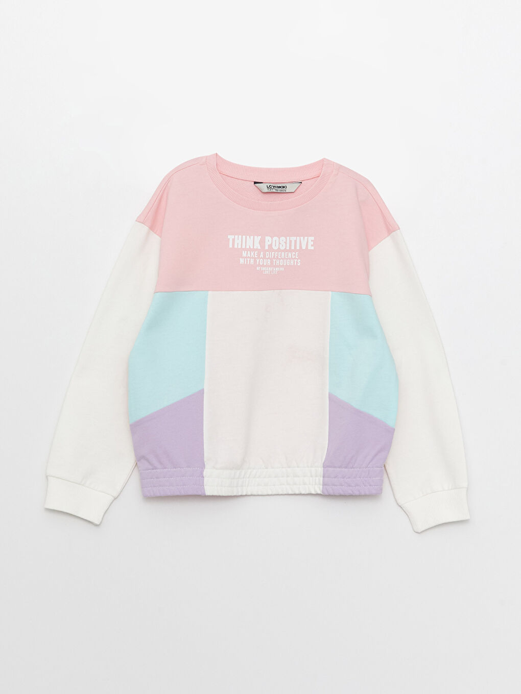 Karışık Bisiklet Yaka Baskılı Uzun Kollu Kız Çocuk Sweatshirt ve Eşofman Altı-3