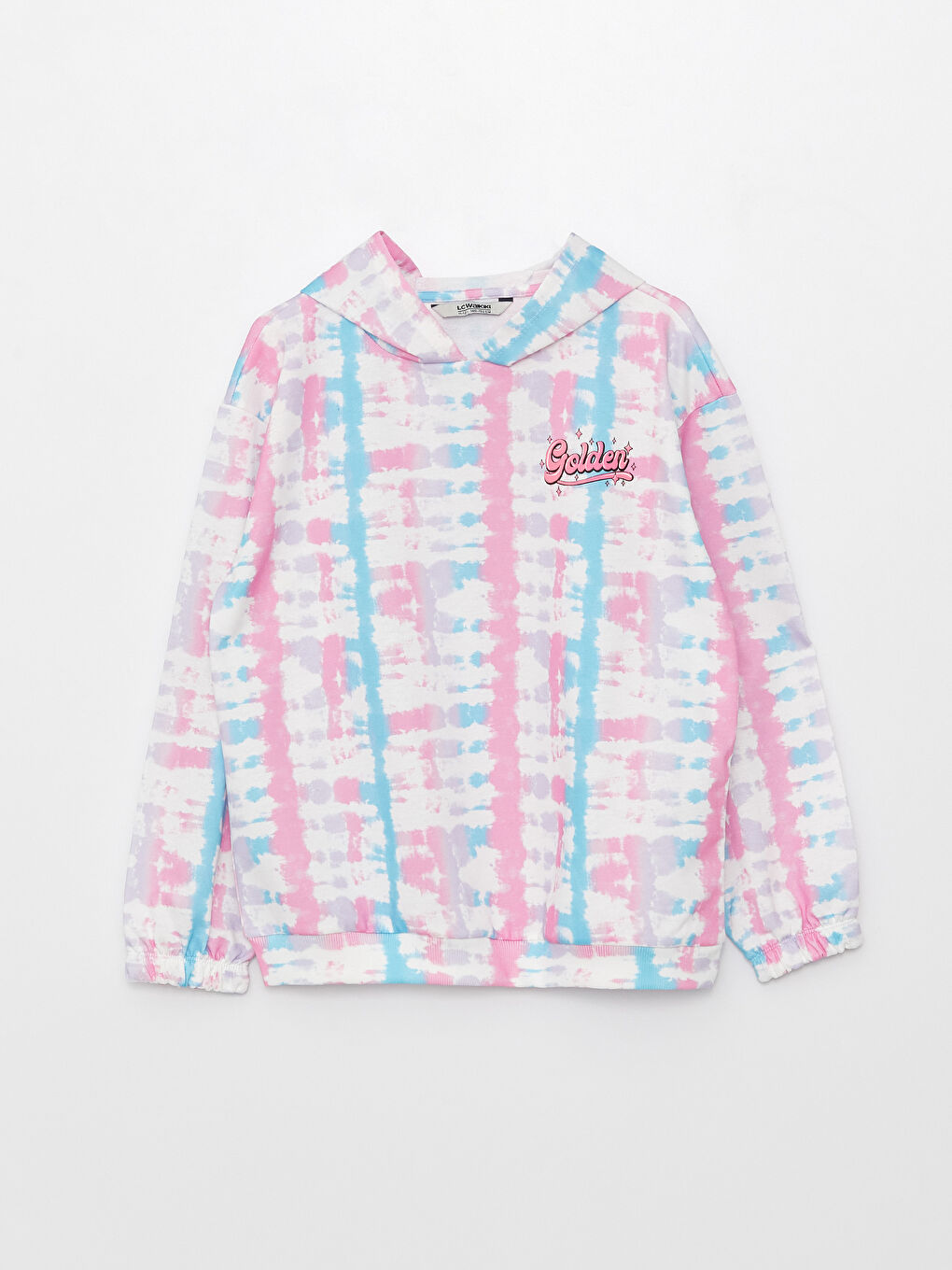 Принтті капюшонды ұзын жең қыз балаға арналған свитшот пен спорт шалбар-1