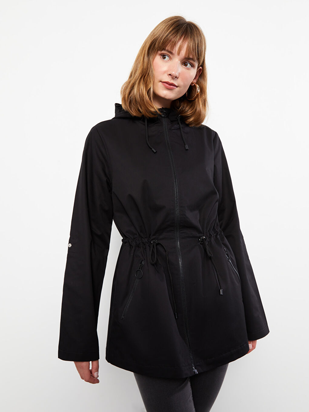 Women's Hooded Plain Coat-1