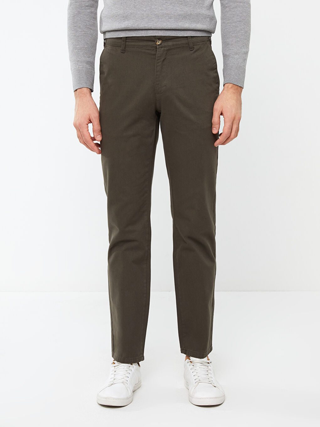 Haki Rahat Kalıp Erkek Chino Pantolon-2