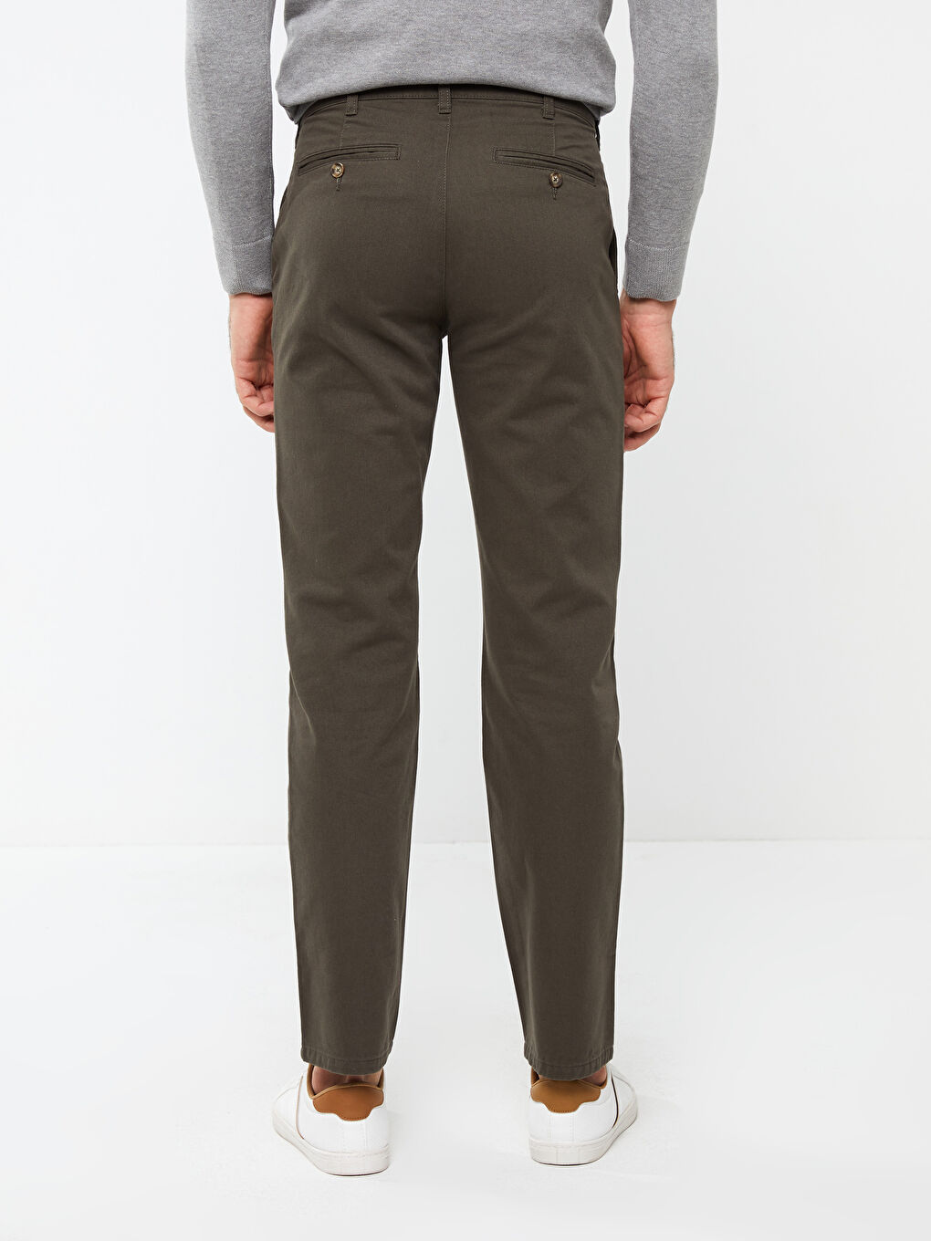 Haki Rahat Kalıp Erkek Chino Pantolon-3