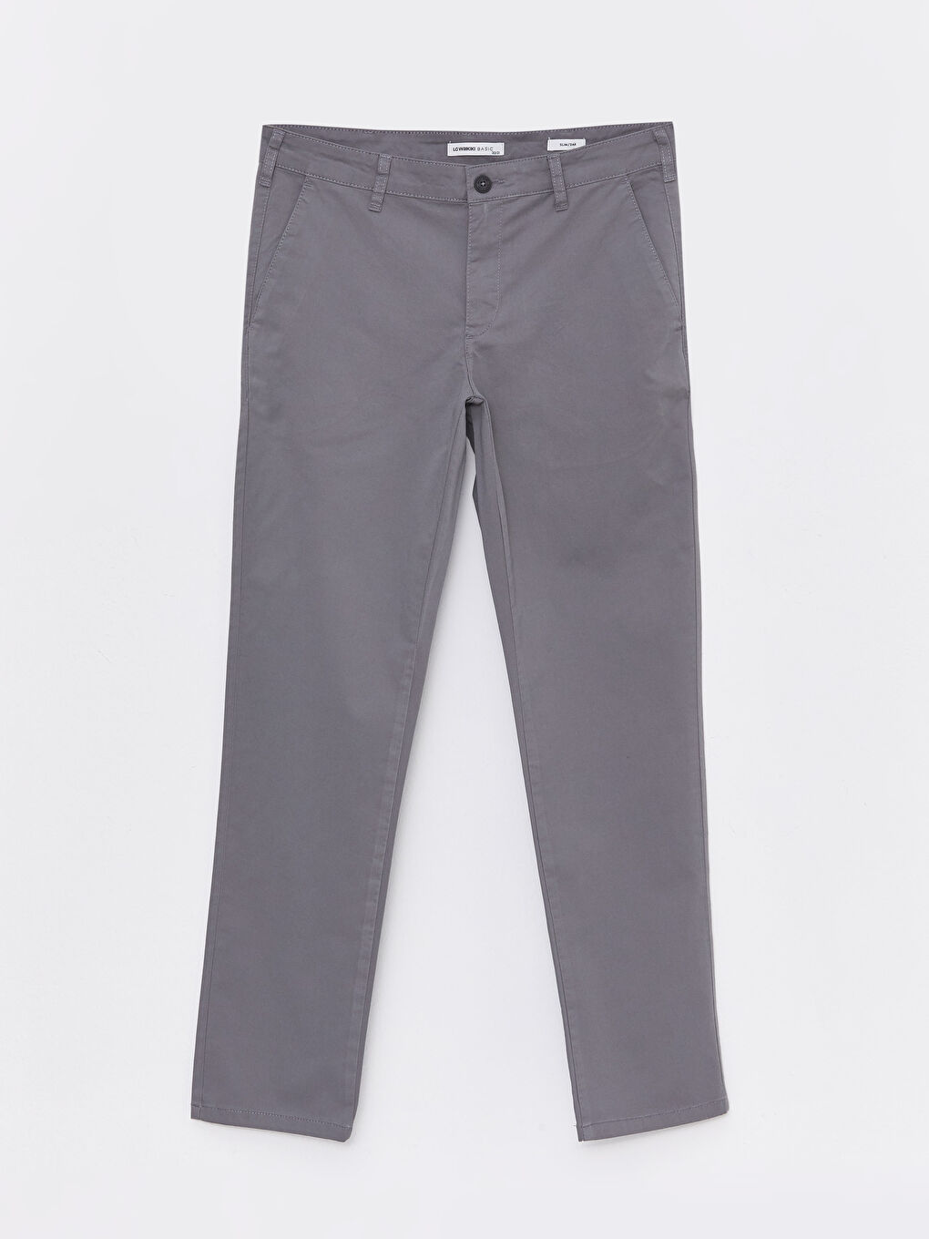 LCWAIKIKI Classic Koyu Gri Slim Fit Gabardin Erkek Chino Pantolon