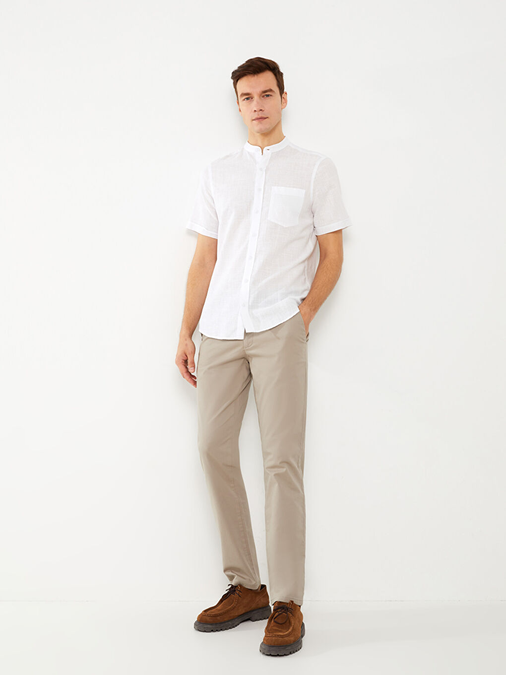 بنطلون تشينو بقماش جباردين بقصة عادية - للرجال