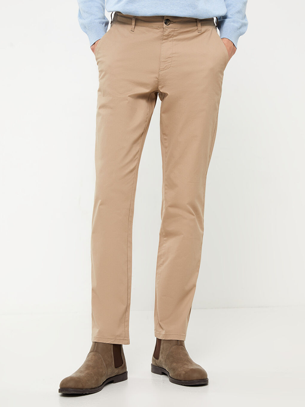 LCWAIKIKI Classic Bej Standart Kalıp Gabardin Erkek Chino Pantolon - 3