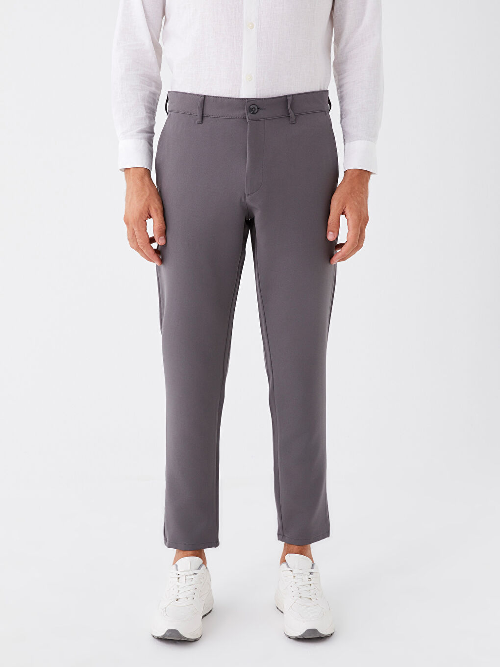 Gri Dar Kalıp Erkek Chino Pantolon-3