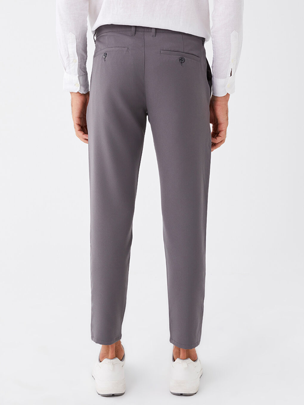 Gri Dar Kalıp Erkek Chino Pantolon-4