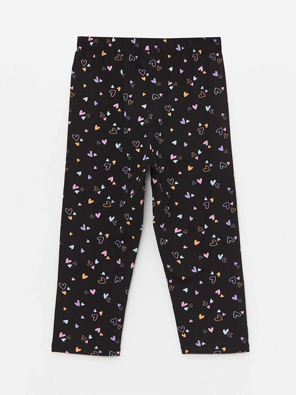 Siyah Beli Lastikli Desenli Kız Çocuk Tayt-1