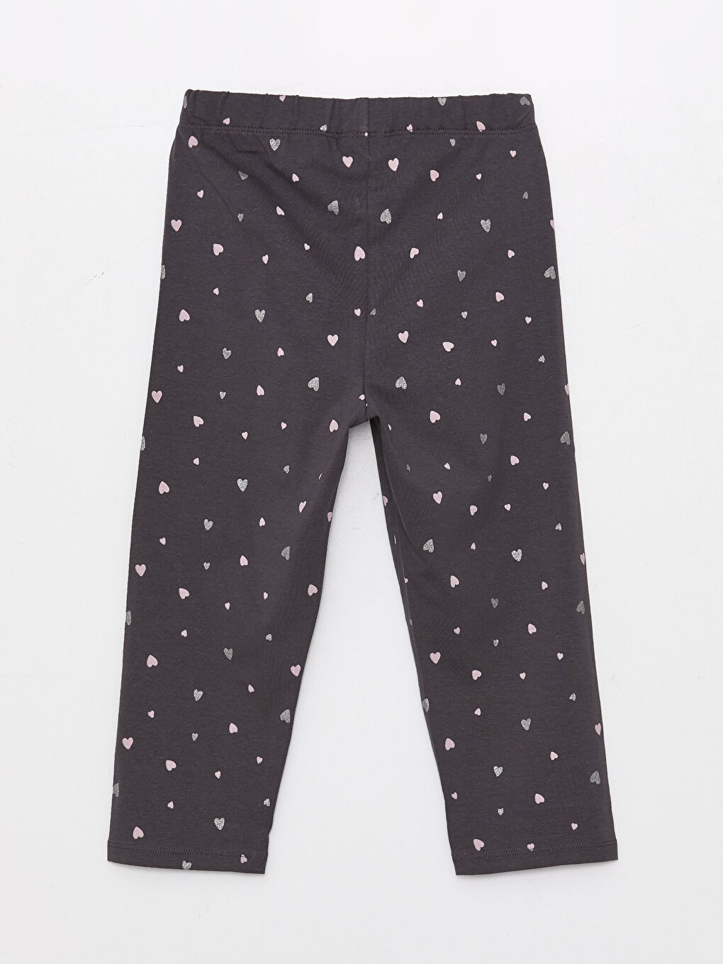 Antrasit Beli Lastikli Baskılı Kız Çocuk 3/4 Boy Tayt-1