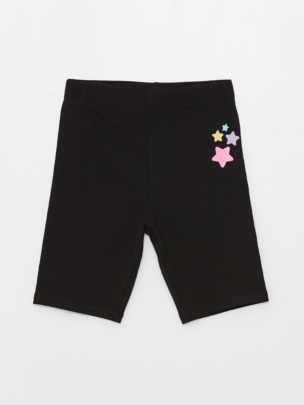 Siyah Beli Lastikli Baskılı Kız Çocuk Kısa Tayt