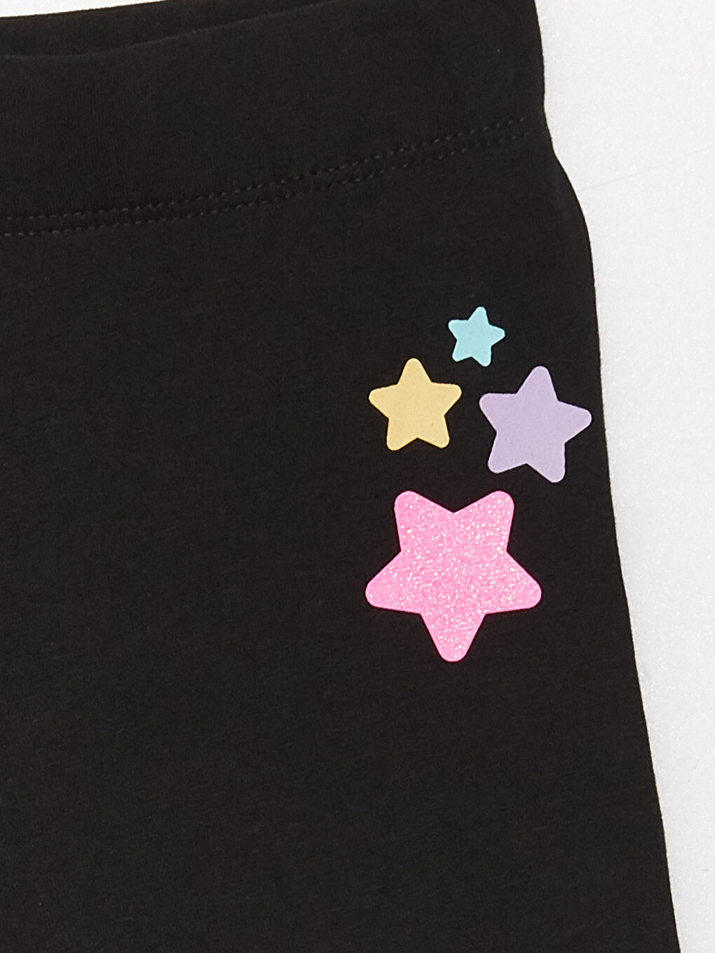 Siyah Beli Lastikli Baskılı Kız Çocuk Kısa Tayt-2