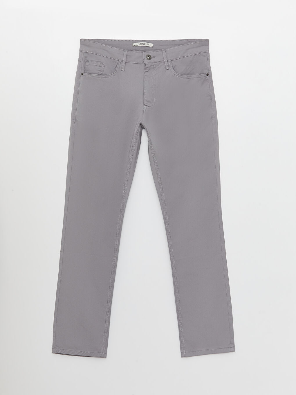 Gri Dar Kalıp Erkek Chino Pantolon-5