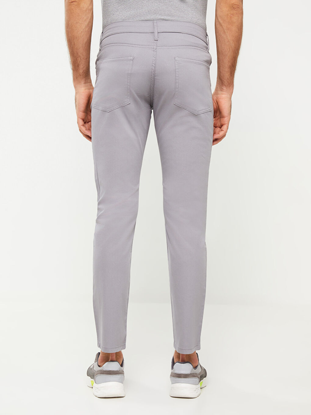 Gri Dar Kalıp Erkek Chino Pantolon-4