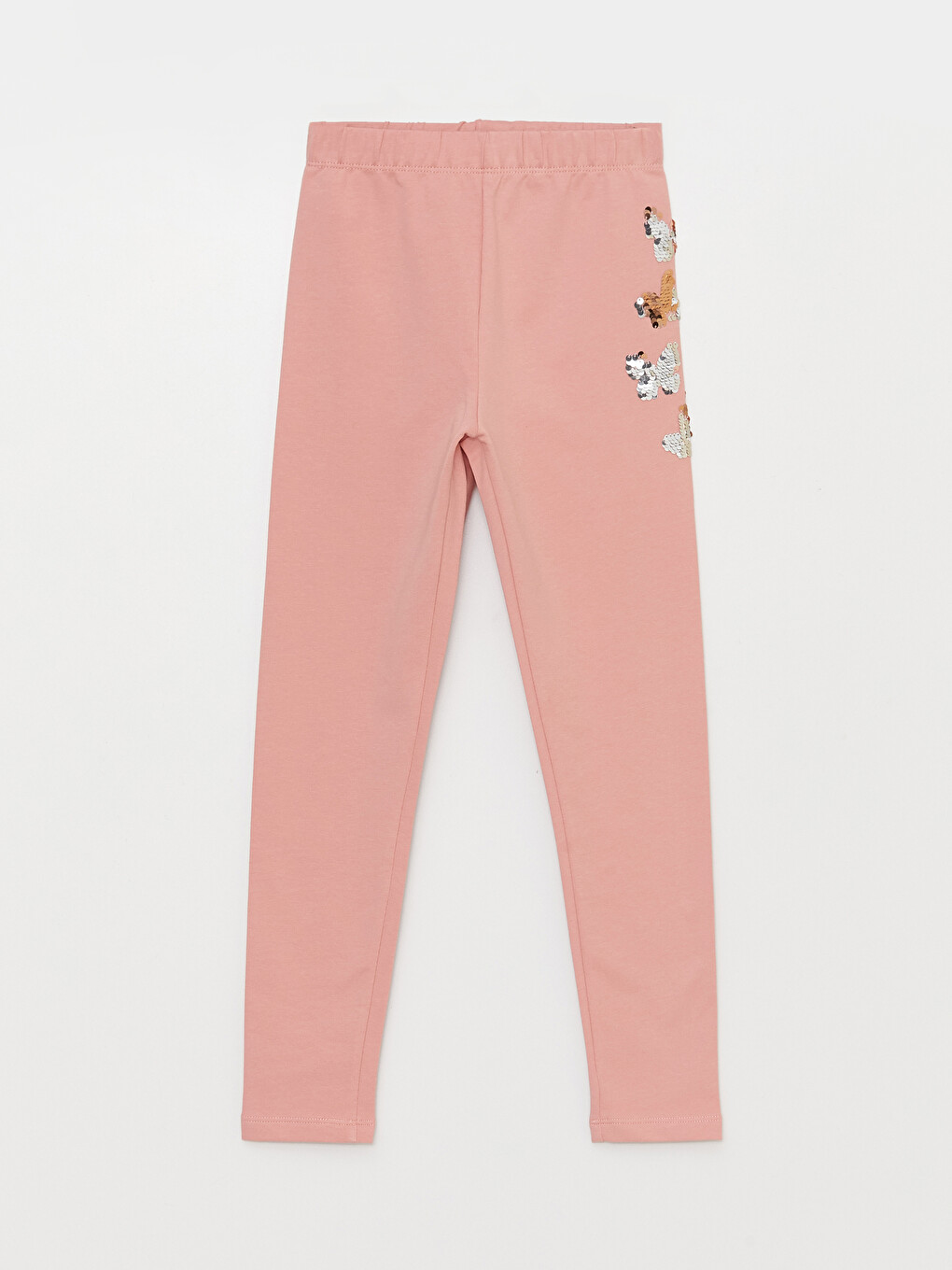 Elastic Waist Elastic Sequin Embroidered Cotton Girls Long Tights