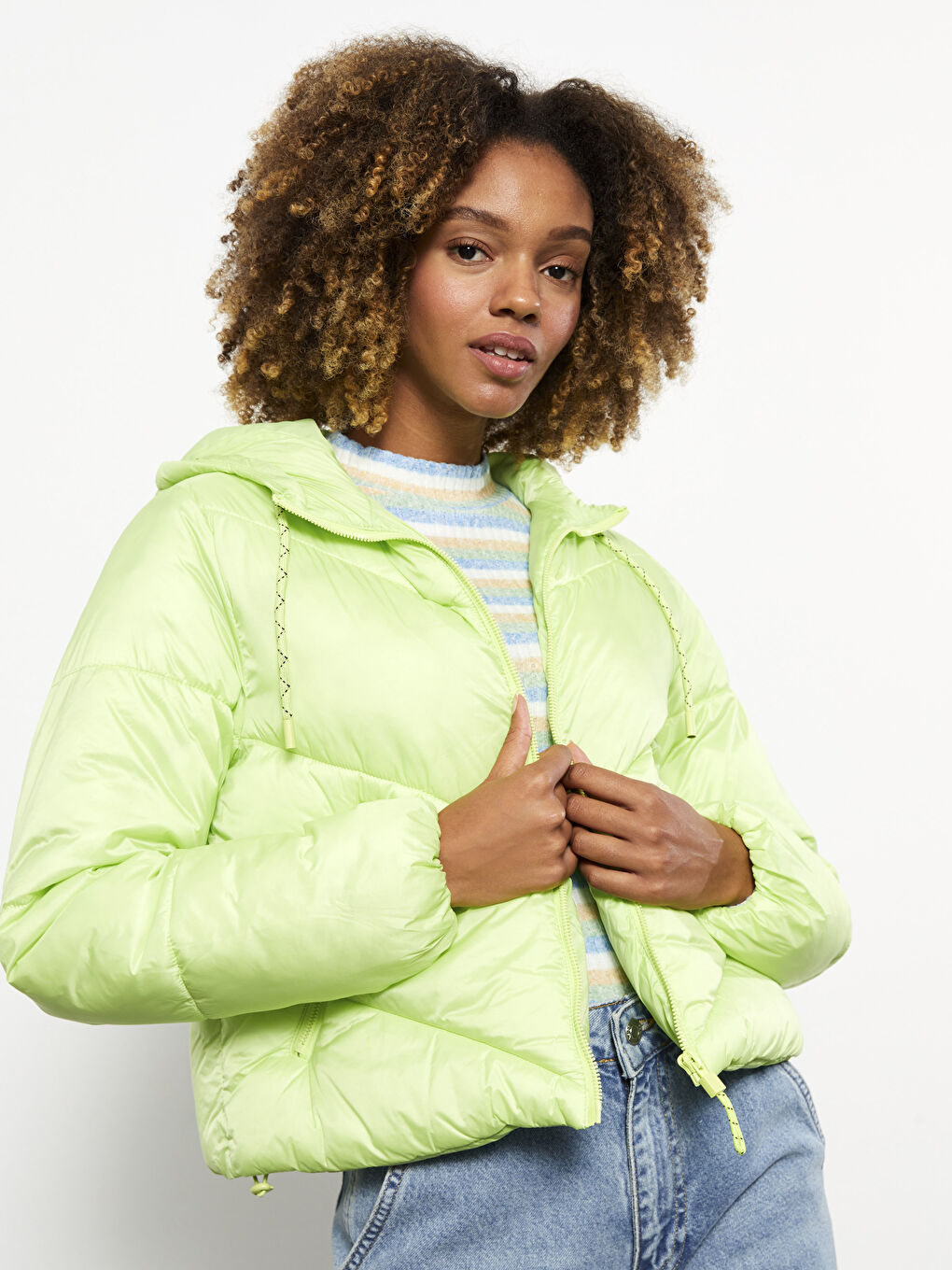 XSIDE Women's Hooded Self-Patterned Long Sleeve Down Coat -S30673Z8-EW3
