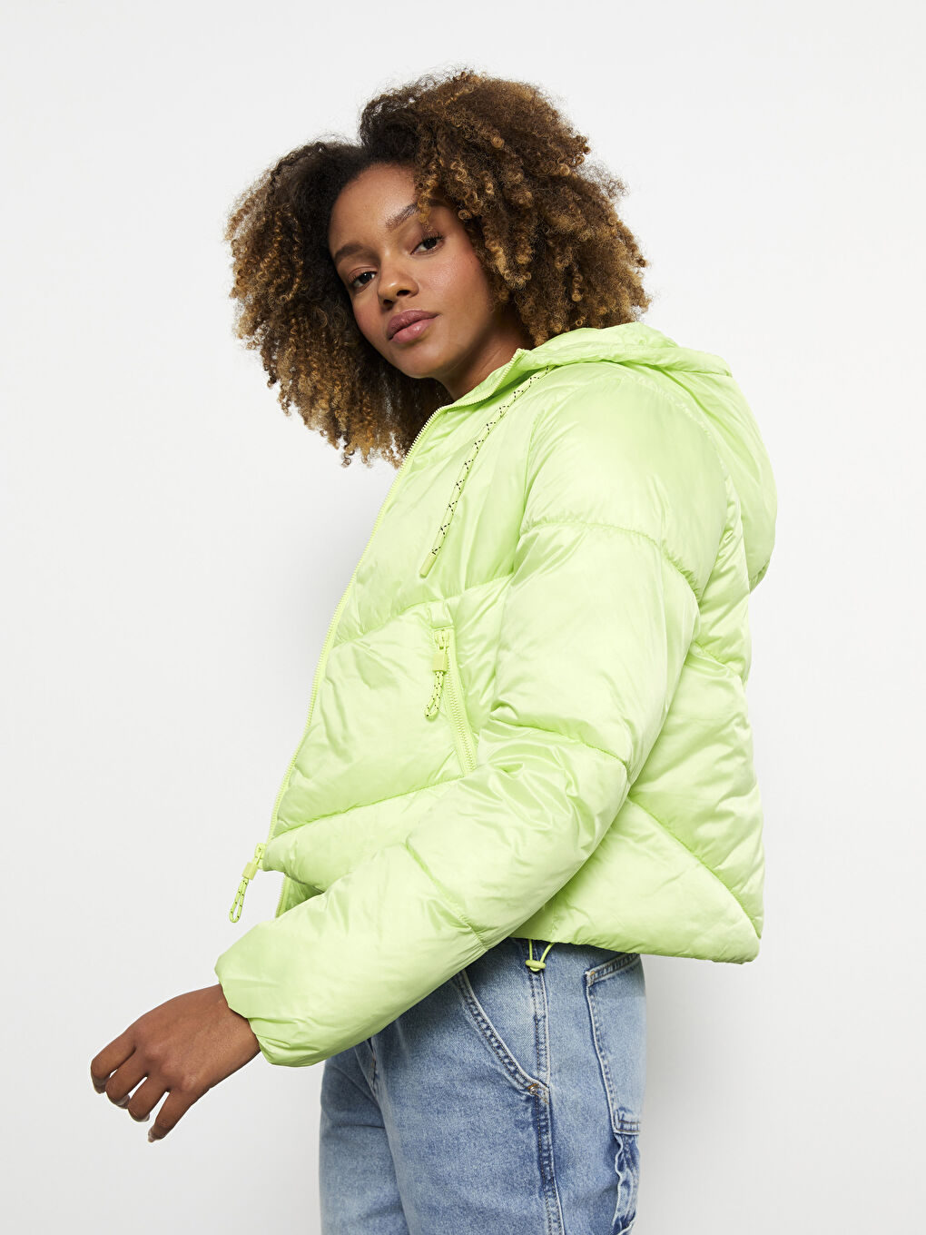 XSIDE Women's Hooded Self-Patterned Long Sleeve Down Coat -S30673Z8-EW3