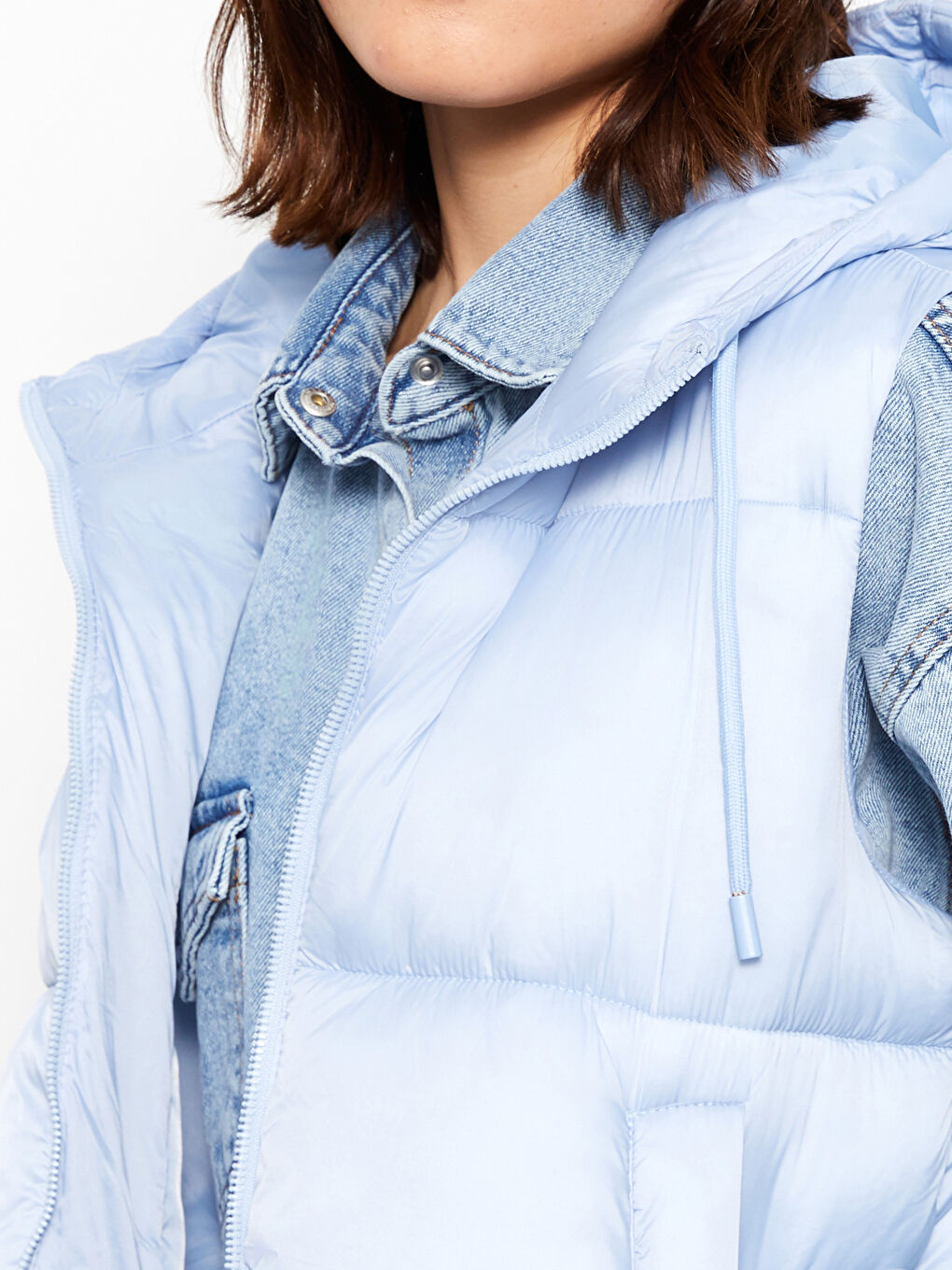 Women's Hooded Plain Puffer Gilet-2