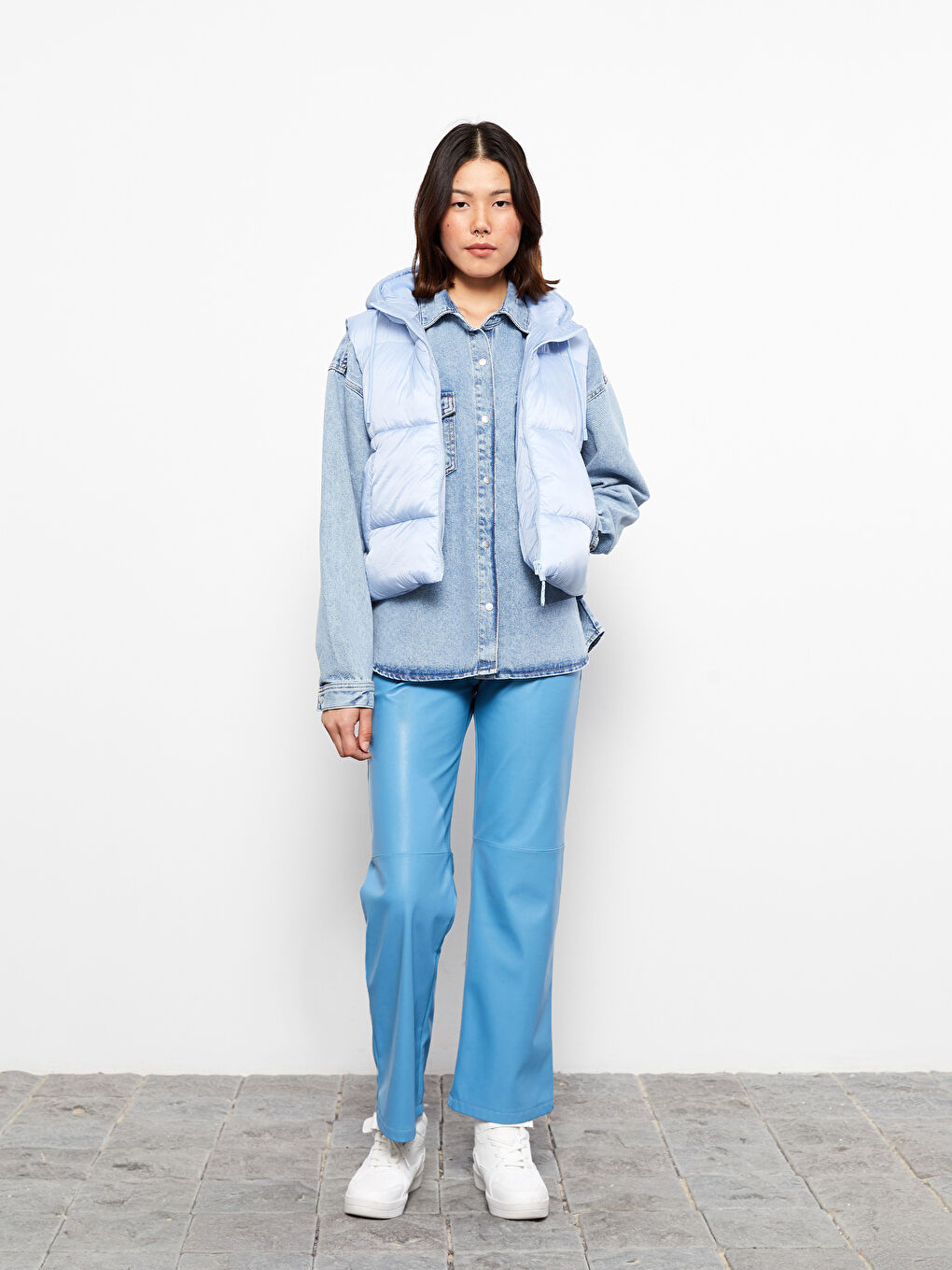 Women's Hooded Plain Puffer Gilet-4