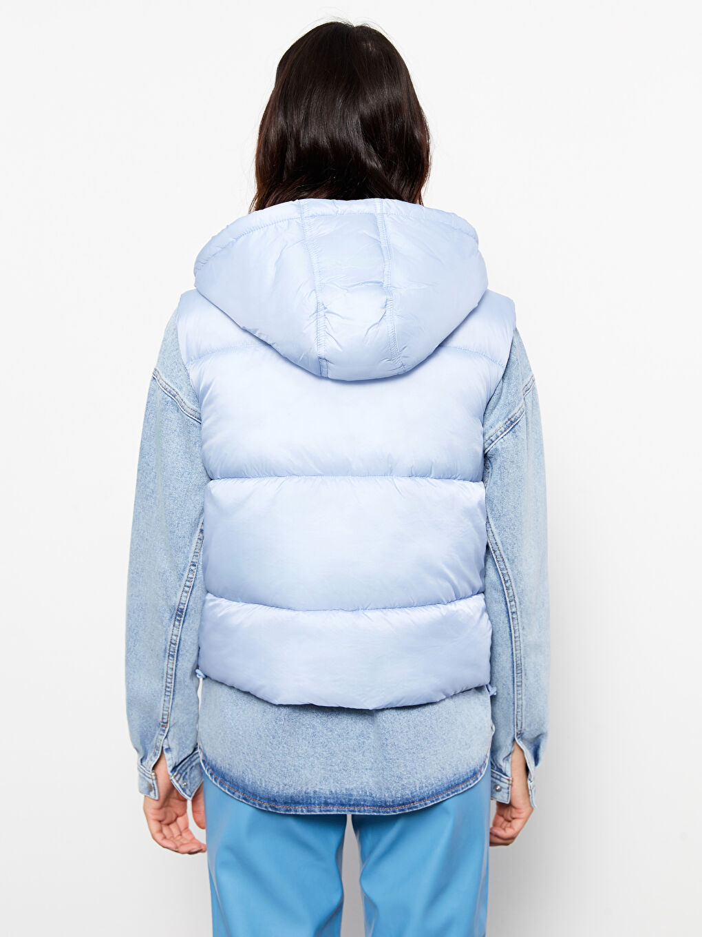 Women's Hooded Plain Puffer Gilet-5